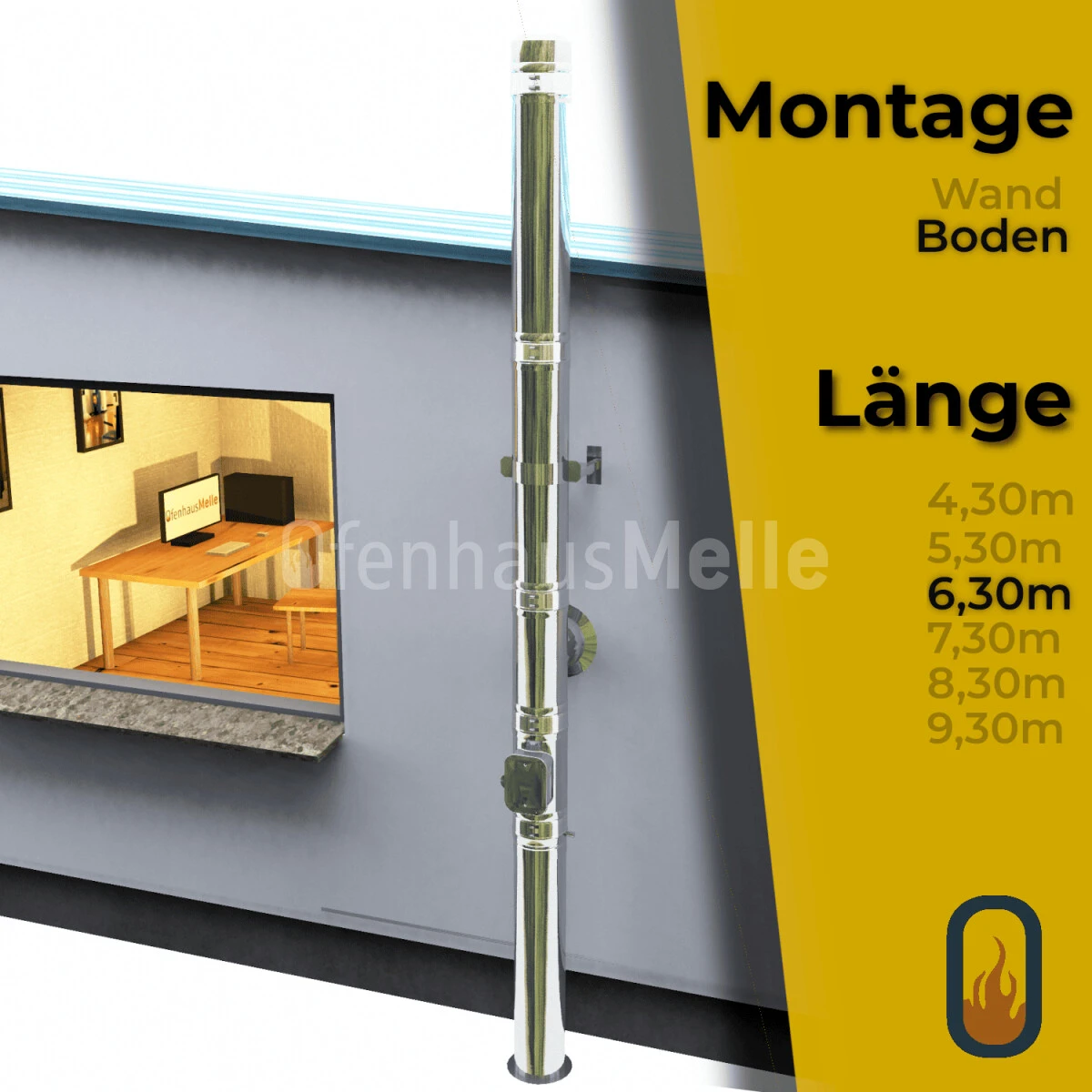 Edelstahlschornstein Doppelwandig Bausatz, Bodenmontage Der PROFI 6,30 M 3 Edelstahlschornstein Doppelwandig Bausatz, Bodenmontage Der PROFI 6,30 M