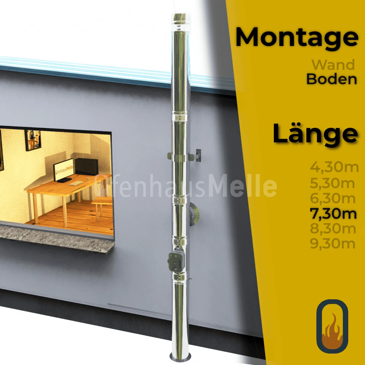 Edelstahlschornstein Doppelwandig Bausatz, Bodenmontage Der PROFI 7,30 M 3 Edelstahlschornstein Doppelwandig Bausatz, Bodenmontage Der PROFI 7,30 M