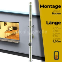 Edelstahlschornstein Doppelwandig Bausatz, Bodenmontage Der PROFI 9,30 M
