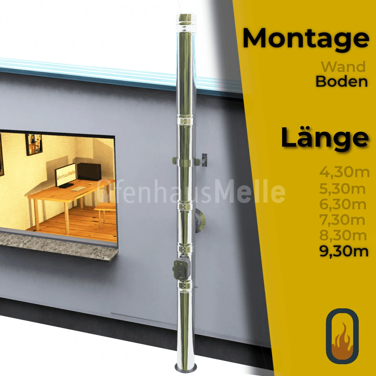 Edelstahlschornstein Doppelwandig Bausatz, Bodenmontage Der PROFI 9,30 M 3 Edelstahlschornstein Doppelwandig Bausatz, Bodenmontage Der PROFI 9,30 M