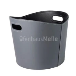Holzkorb Imitiertes Leder Grau, H:310 Ø390mm