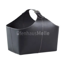 Holzkorb, Leder M. Schnalle, H: 240xL:230xB:380mm