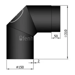 Ofenrohr Bogen 90° Mit Tür 150 Mm