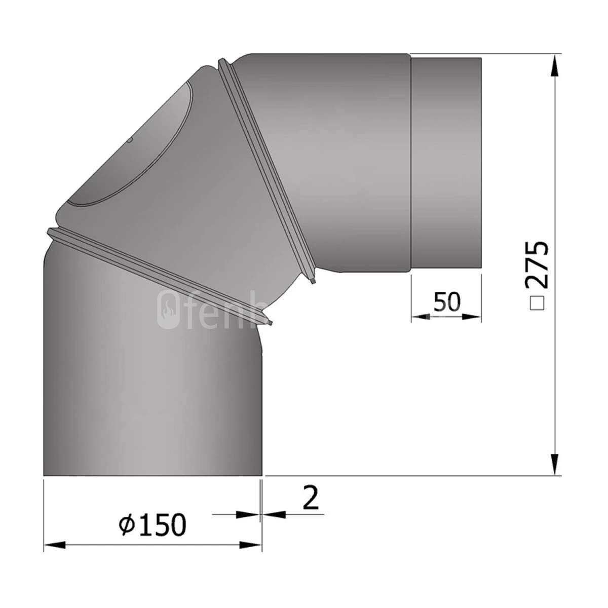 Ofenrohr Bogen Verstellbar 0-90°, Mit Tür 150 Mm 4 Ofenrohr Bogen Verstellbar 0-90°, Mit Tür 150 Mm – Bild 2
