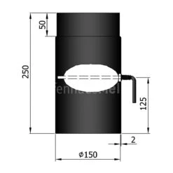 Ofenrohr Rauchrohr 250 Mm Lang Mit Drosselklappe 150 Mm