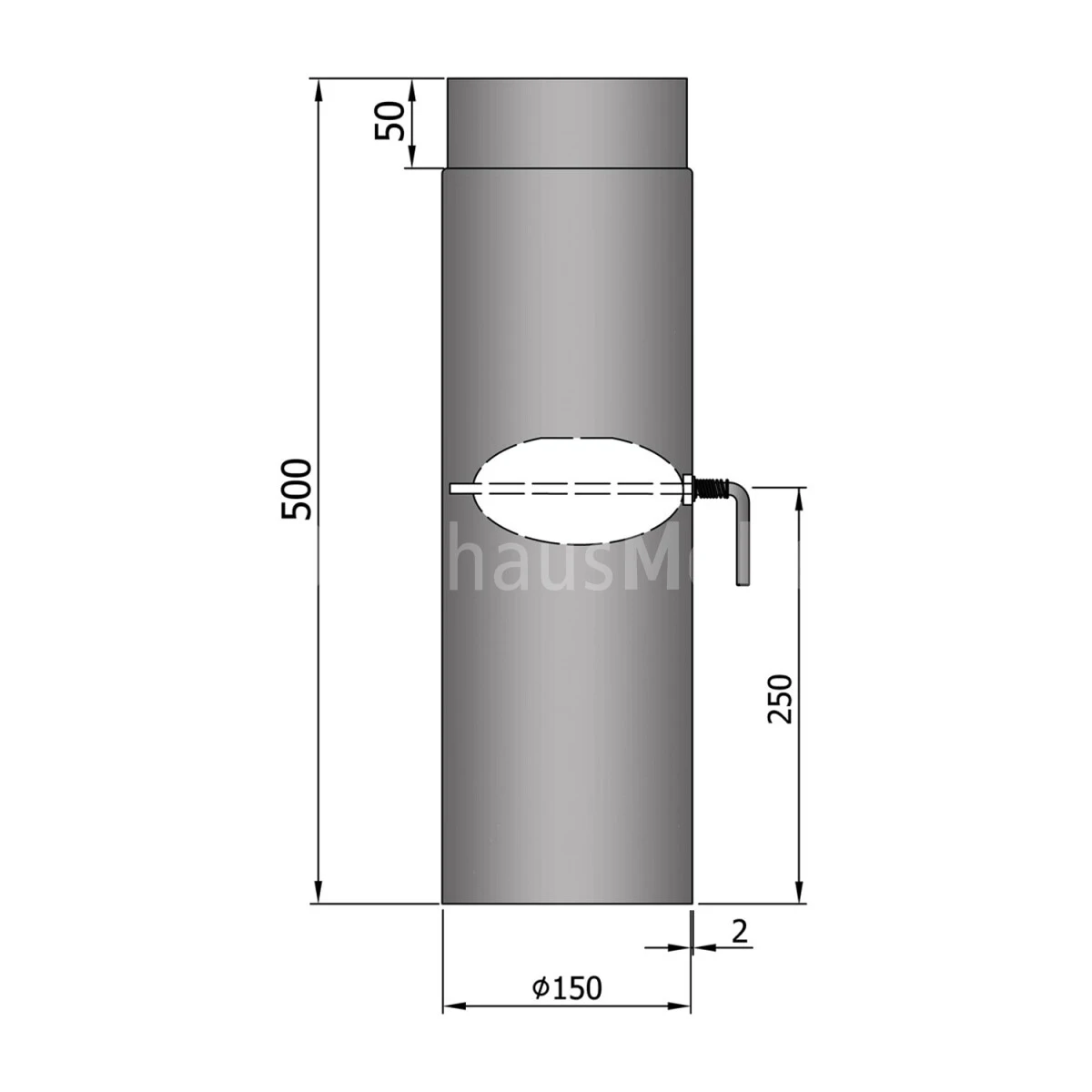 Ofenrohr Rauchrohr 500 Mm Lang Mit Drosselklappe 150 Mm 4 Ofenrohr Rauchrohr 500 Mm Lang Mit Drosselklappe 150 Mm – Bild 2