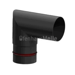 Pelletrohr SlimLine Bogen/Winkel 90° Spitz Mit Tür Auf Muffenseite Schwarz