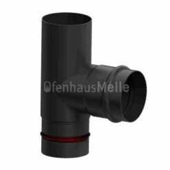 Pelletrohr SlimLine T-Stück F/F Ohne Kondensatschale Schwarz